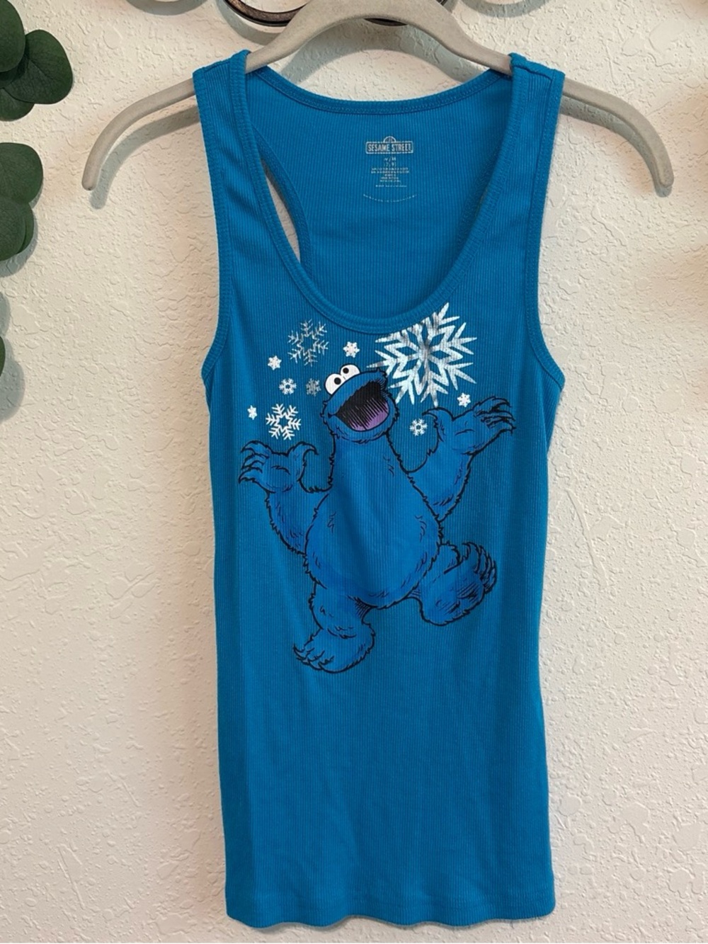 Y2K Sesame Street Cookie Monster Blue Tank Top